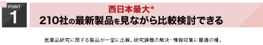 POINT1 西日本最大＊ 210社の最新製品を見ながら比較検討できる